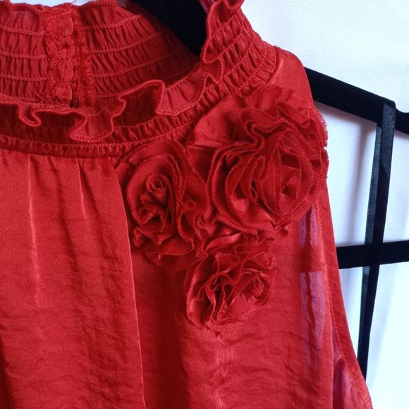 AB Studio Y2K Satin High Neck Sleeveless Elastic Flowers Small NWT Vintage - Picture 4 of 9